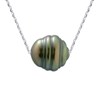 Collier Perle de Tahiti Cerclée 10-11 Chaîne Forçat Argent 925 - vue V1