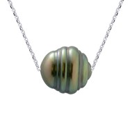 Collier Perle de Tahiti Cerclée 10-11 Chaîne Forçat Argent 925