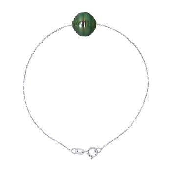 Bracelet Chaîne Forçat Perle de Tahiti Cerclée 10-11 mm Argent 925