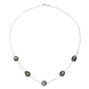 Collier 5 Perles de TAHITI Cerclées 7-8 mm Chaîne Forçat Argent 925 - vue V1