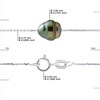 Collier 5 Perles de TAHITI Cerclées 7-8 mm Chaîne Forçat Argent 925 - vue V3