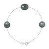 Bracelet Chaîne Forçat 3 Perles de Tahiti Cerclées 9-10 mm Argent 925 - vue V1