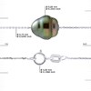 Bracelet Chaîne Forçat 3 Perles de Tahiti Cerclées 9-10 mm Argent 925 - vue V3