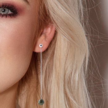 Boucles d'Oreilles Pendantes Perles de Tahiti Cerclées 8-9 mm Argent 925