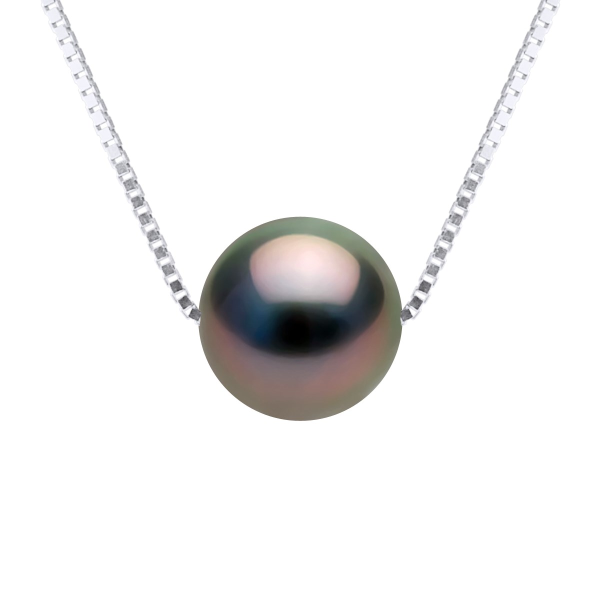 Collier Perle de Tahiti Ronde 9-10 mm Chaîne Vénitienne Argent 925