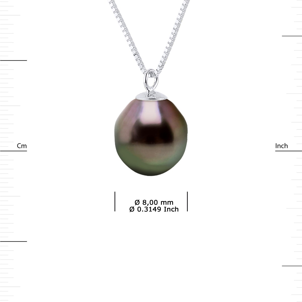 Collier Perle de Tahiti Poire 8-9 mm en Pendentif Argent 925 - vue 3