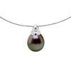 Collier Perle de Tahiti Poire 9-10 mm en Pendentif OMEGA Argent 925 - vue V1