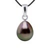 Collier Perle de Tahiti Poire 8-9 mm LIEN NOIR Argent 925 - vue V1