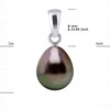 Collier Perle de Tahiti Poire 8-9 mm LIEN NOIR Argent 925 - vue V3