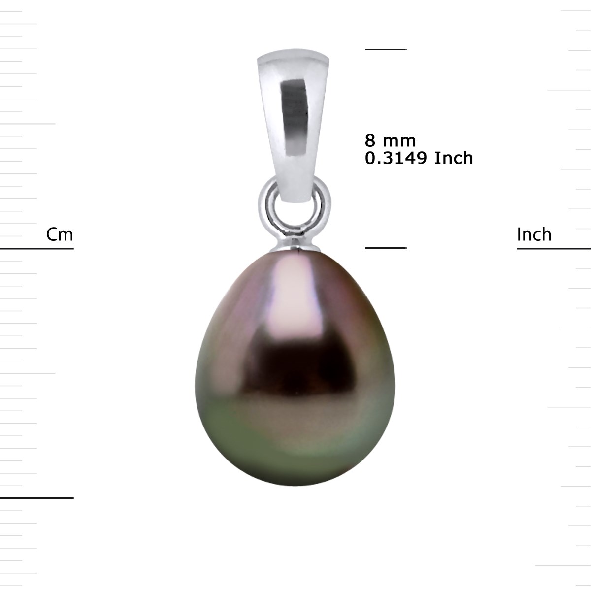 Collier Perle de Tahiti Poire 8-9 mm LIEN NOIR Argent 925 - vue 3