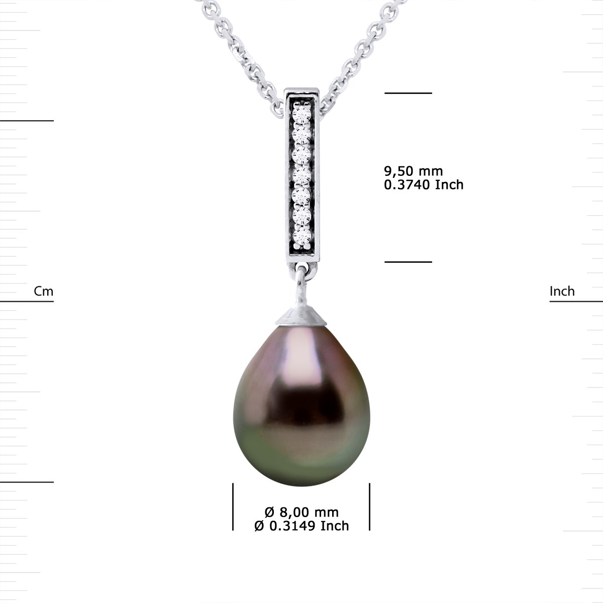 Collier Joaillerie Perle de Tahiti Poire 8-9 mm Argent 925 - vue 3