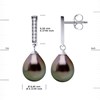 Boucles d'Oreilles Pendantes Perle de Tahiti Poires 8-9 mm Joaillerie Argent 925 - vue V3