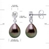 Boucles d'Oreilles Pendantes Joaillerie Perle de Tahiti Poires 8-9 mm Argent 927 - vue V3