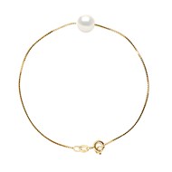 Bracelet Perle de Culture d'Eau Douce 8-9 mm Blanches Chaîne Vénitienne Or Jaune