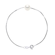 Bracelet Perle de Culture d'Eau Douce 8-9 mm Blanches Chaîne Vénitienne Or Blanc
