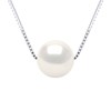 Collier Perle de Culture d'Eau Douce Ronde et Blanche 9-10 mm Chaîne Vénitienne Or Blanc - vue V1