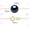 Collier Perle de Culture d'Eau Douce Ronde et Noire 9-10 mm Chaîne Vénitienne Or Jaune - vue V3