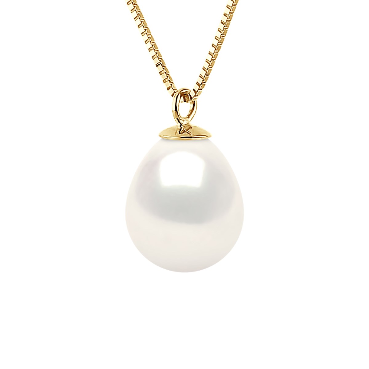 Collier Perle de Culture d'Eau Douce Poire 8-9 mm Blanche Chaîne Or Jaune