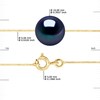 Collier Câble Véritable Perle de Culture d'Eau Douce Ronde et Noire 10-11 mm Or Jaune - vue V3
