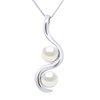 Pendentif TOI ET MOI 2 Perles de Culture d'Eau Douce Blanches 7-8 mm Or Blanc - vue V1