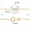Collier Perle d'Eau Douce Blanche Ronde 11-12 mm Chaîne Forçat Or Jaune 18 Carats - vue V3