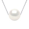 Collier Perle d'Eau Douce Blanche Ronde 11-12 mm Chaîne Forçat Or Blanc 18 Carats - vue V1