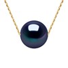 Collier Perle d'Eau Douce Noire Ronde 11-12 mm Chaîne Forçat Or Jaune 18 Carats - vue V1