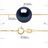 Collier Perle d'Eau Douce Noire Ronde 11-12 mm Chaîne Forçat Or Jaune 18 Carats - vue V3