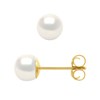 Clous d'Oreilles Perles de Culture 5-6 mm Blanches Naturelles Or Jaune - vue V1