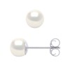Clous d'Oreilles Perles de Culture 5-6 mm Blanches Naturelles Or Blanc - vue V1