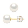 Clous d'Oreilles Perles de Culture 6-7 mm Blanches Naturelles Imperdables Or Jaune - vue V1