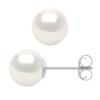 Clous d'Oreilles Perles de Culture d'Eau Douce Rondes 7-8 mm Blanches Naturelles Or Blanc - vue V1