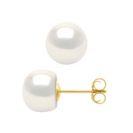 Clous d'Oreilles Perles de Culture d'Eau Douce 8-9 mm Blanches Naturelles Or Jaune