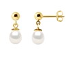 Boucles d'Oreilles Pendantes Perles de Culture d'Eau Douce 6-7 mm Blanches Or Jaune - vue V1