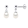 Boucles d'Oreilles Pendantes Perles de Culture d'Eau Douce 6-7 mm Blanches Or Blanc - vue V1