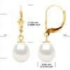 Boucles d'Oreilles Pendantes Perles d'Eau Douce 8-9 mm Blanches Or Jaune 18 Carats - vue V3