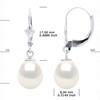 Boucles d'Oreilles Pendantes Perles d'Eau Douce 8-9 mm Blanches Or Blanc 18 Carats - vue V3