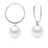 Créoles Perles de Culture d'Eau Douce Rondes 10-11 mm Blanches Or Blanc - vue V1
