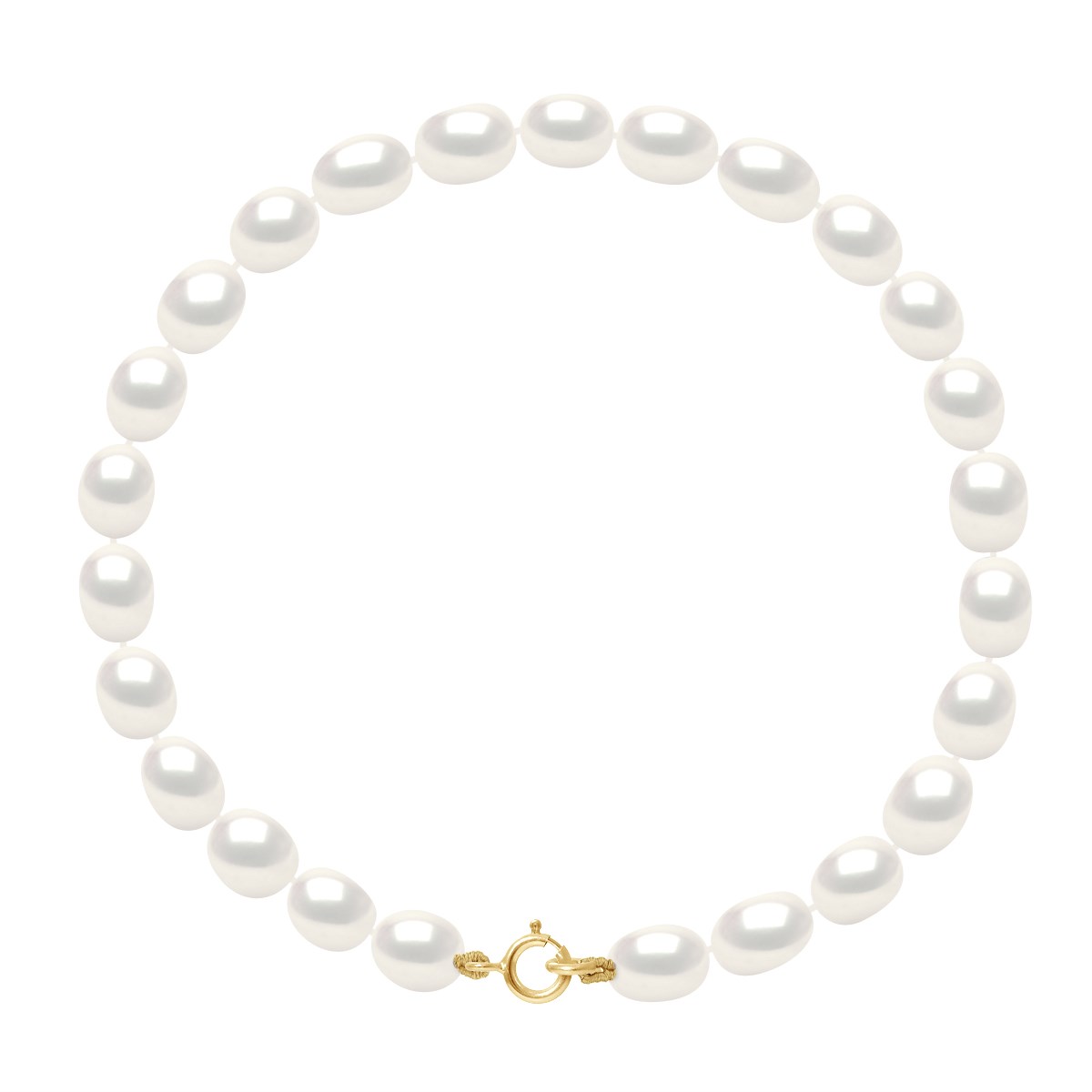 Bracelet Perles d'Eau Douce Grains de Riz 4-5 mm Blanches Or Jaune 18 Carats