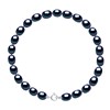 Bracelet Perles d'Eau Douce Grains de Riz 4-5 mm Noires Or Blanc 18 Carats - vue V1