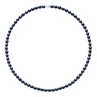 Collier Rang de Perles d'Eau Douce Grain de Riz 4-5 mm Noires Or Blanc 18 Carats