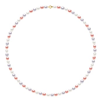 Collier Rang de Perles d'Eau Douce Grain de Riz 4-5 mm Multicolores Or Jaune 18 Carats