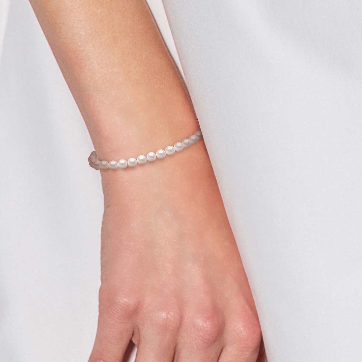 Bracelet Perles d'Eau Douce Rondes 4-5 mm Blanches Or Jaune 18 Carats - vue 2