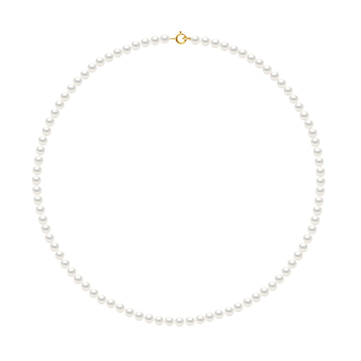 Collier Rang de Perles d'Eau Douce Rondes 4-5 mm Blanches Or Jaune 18 Carats