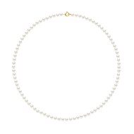 Collier Rang de Perles d'Eau Douce Rondes 4-5 mm Blanches Or Jaune 18 Carats
