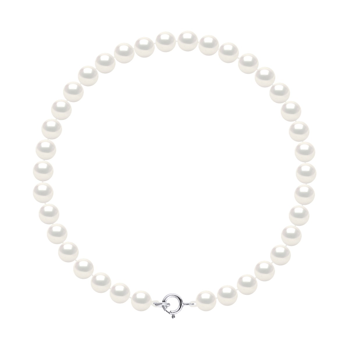 Bracelet Perles d'Eau Douce Rondes 5-6 mm Blanches Or Blanc 18 Carats 'MARIAGE'