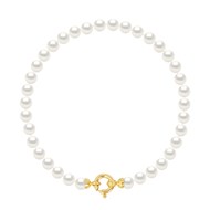 Bracelet Perles de Culture d'Eau Douce 5-6 mm Blanches Fermoir Prestige Or Jaune