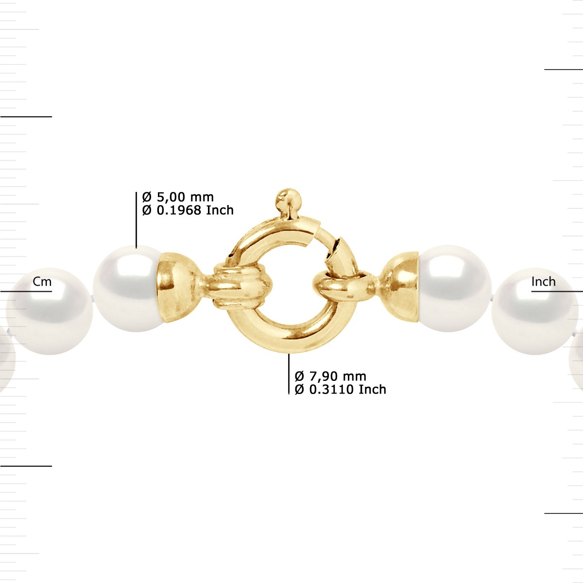 Collier de Perles de Culture d'Eau Douce 5-6 mm Blanches Fermoir Prestige Or Jaune - vue 3