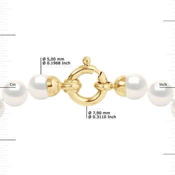 Freshwater Cultured Pearls Necklace 5-6 mm White Prestige Clasp Yellow Gold