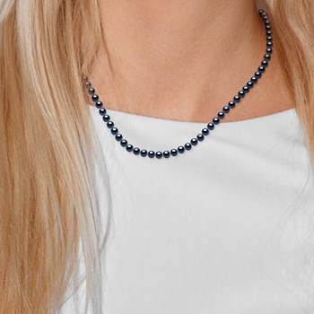 Freshwater Cultured Pearls Necklace 5-6 mm Black White Gold Prestige Clasp